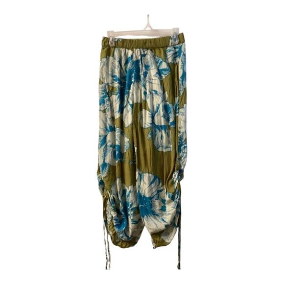 Anthropologie floral Capris Drawstring Size Small Multi Colors‎ Of Green - Picture 1 of 13